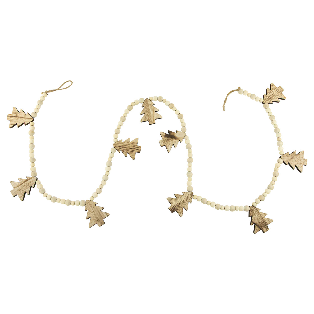 6' x 3" Christmas Trees and Beads Wooden Garland