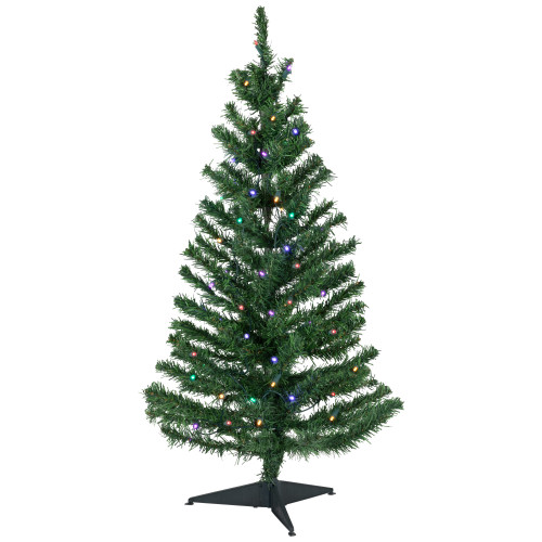 3' Pre-Lit Medium Mixed Classic Pine Artificial Christmas Tree, Multicolor LED Lights