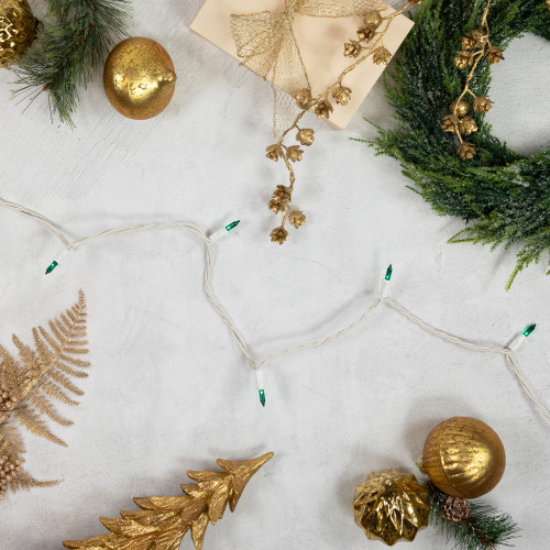 Mini Christmas Light Set - Teal - 24.5' White Wire - 50ct