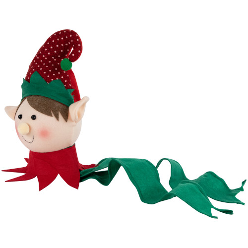 16" Plush Red and Green Elf Christmas Tree Topper, Unlit