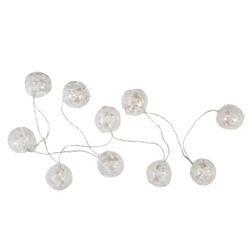 10 B/O LED Warm White Clear Round Ball Christmas Lights - 4.75' Clear Wire