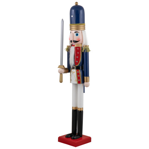 48.25" Blue and White Christmas Nutcracker Soldier with Sword