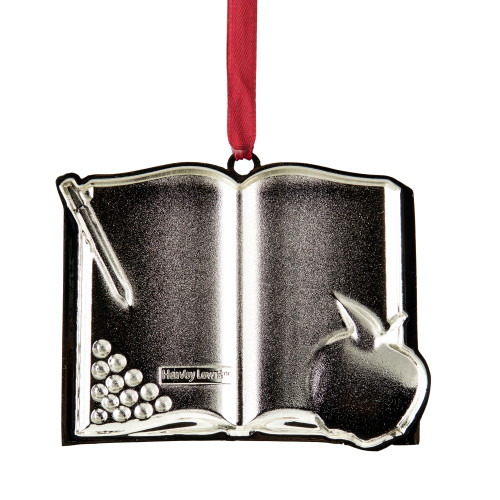 3.25" Red Silver-Plated Favorite Teacher Christmas Ornament with European Crystals