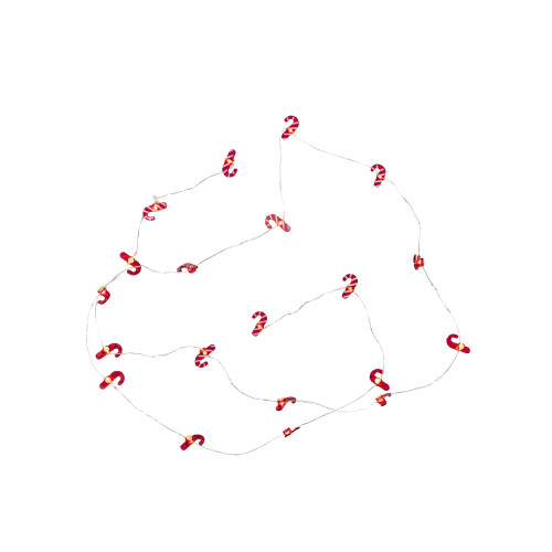 20-Count LED Candy Cane Christmas Fairy Lights, 6.5 ft Silver Wire