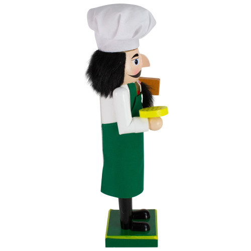 14" Green and White Wooden Christmas Nutcracker Pizza Maker