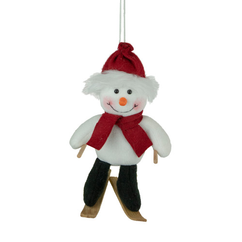 9.5" Skiing Snowman with Red Winter Hat Christmas Ornament
