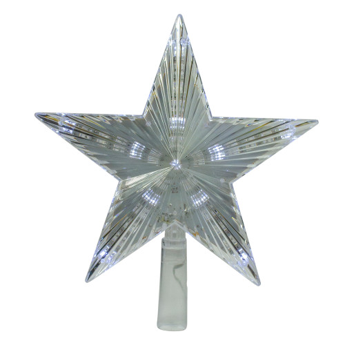 9.5" Lighted Clear Twinkling 5-Point Star Christmas Tree Topper - Clear White LED Lights
