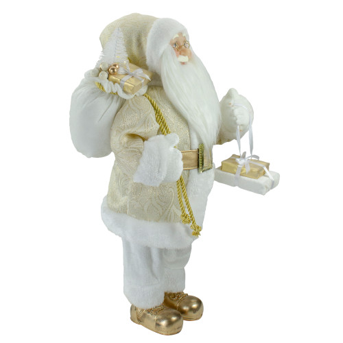 18" Gold and White Standing Santa Christmas Figure with Presents