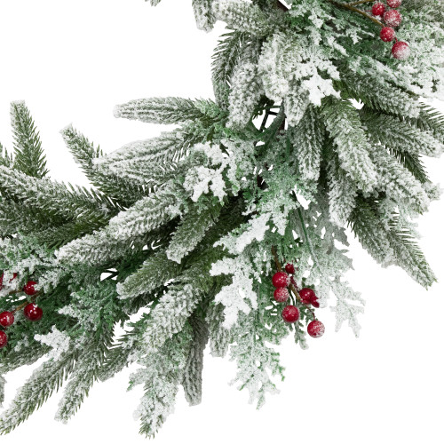 Real Touch?? Flocked Wind River Fir with Berries Artificial Christmas Wreath - 24" - Unlit