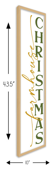 Farmhouse Christmas Tall 10" x 43.5" Framed Christmas Wall Decor Art Print Sign Poster in a Natural Wooden Frame with UV Acrylic and Hangers