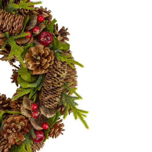 Real Touch?? Glittered Pine and Pinecone Artificial Christmas Wreath - 13" - Unlit