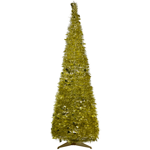 Tinsel Pop-Up Artificial Christmas Tree - 6' - Gold - Unlit