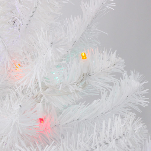 Pre-Lit Medium Pine Artificial Christmas Tree - 2' - White - Multicolor LED Lights