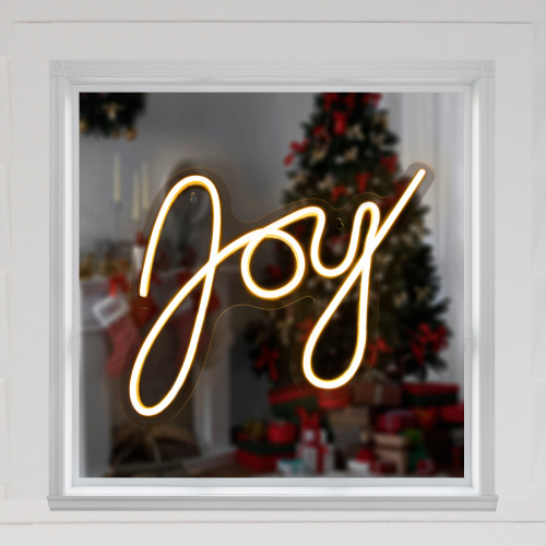 15" White LED Lighted "Joy" Neon Style Christmas Sign