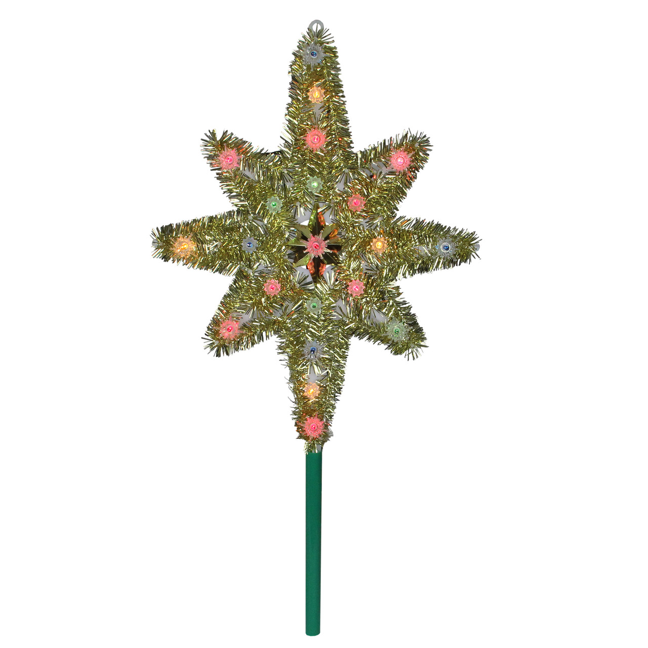 21" Lighted Gold Star of Bethlehem Christmas Tree Topper - Multicolor Lights