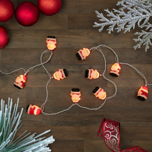 10-Count Santa Claus Christmas Light Set, 6ft Green Wire