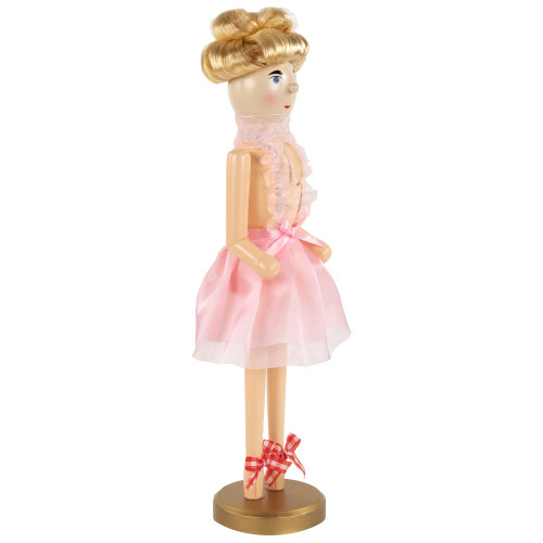 15.5" Pink Tutu Blonde Wooden Ballerina Wooden Christmas Nutcracker
