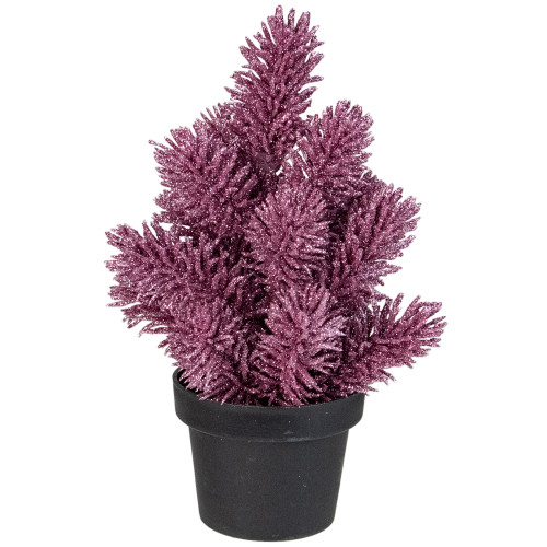 Potted Metallic Glitter Artificial Pine Christmas Tree - 8.5" - Pink - Unlit