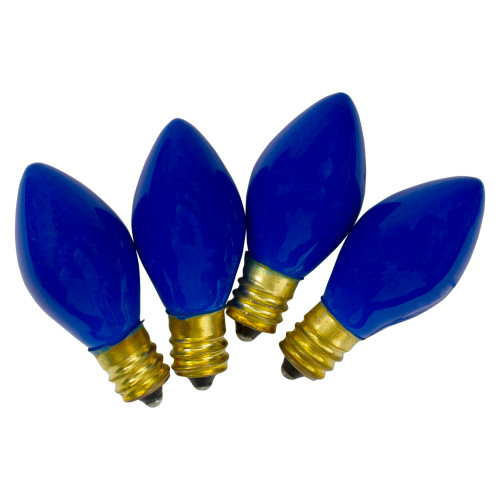 Pack of 4 Blue Opaque C7 Christmas Replacement Bulbs - 2"