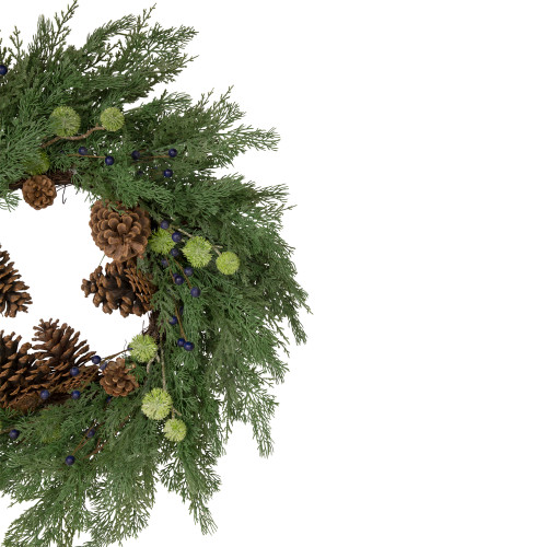 Pinecones and Blueberries Artificial Christmas Wreath, 28-Inch, Unlit