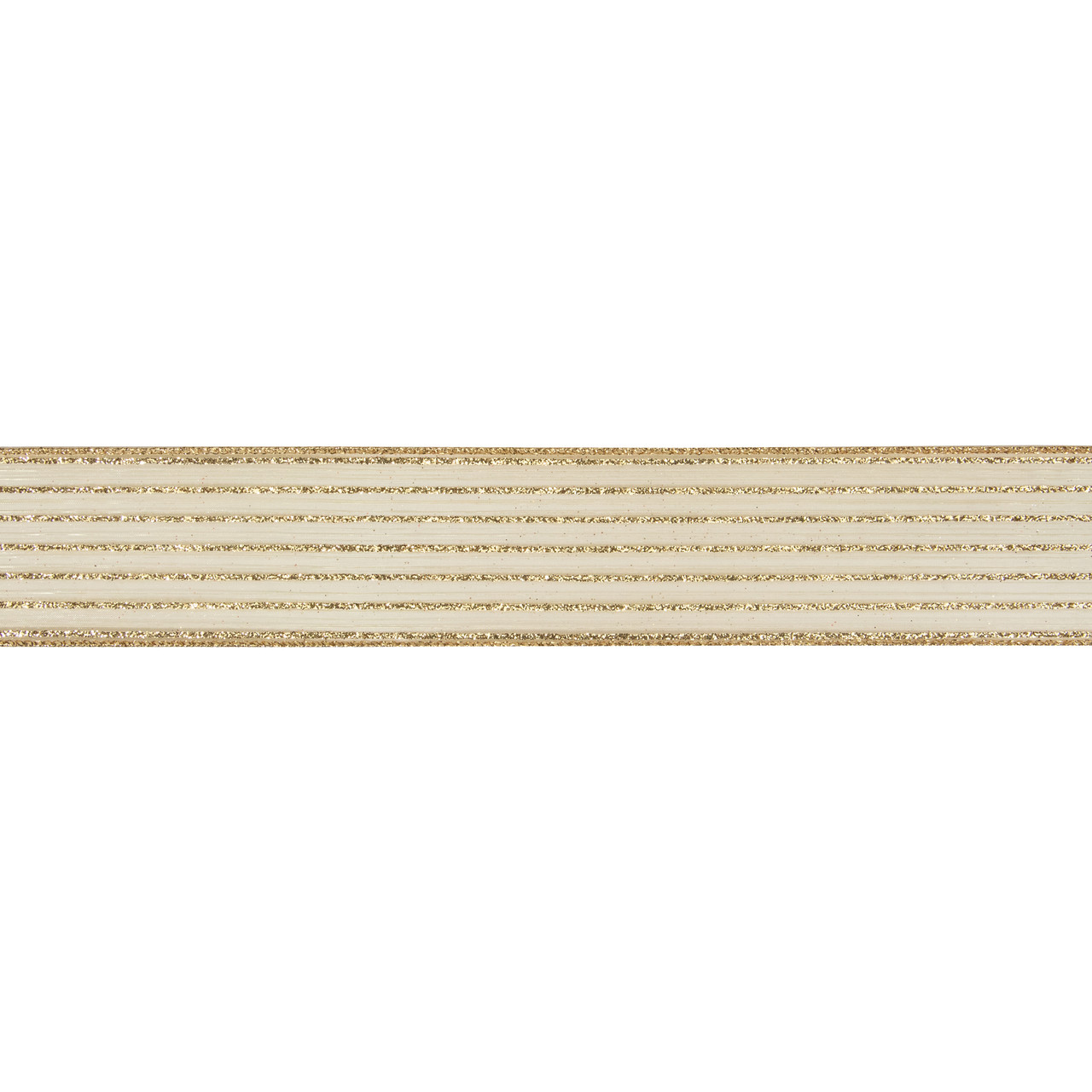 Gold Glitter Striped Christmas Wired Craft Ribbon 2.5" x 10 Yards