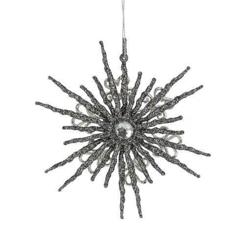 6" Silver Glitter Double Snowflake Christmas Ornament