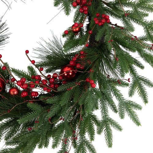 Real Touch?? Berries and Pine Artificial Christmas Wreath  - 32" - Unlit