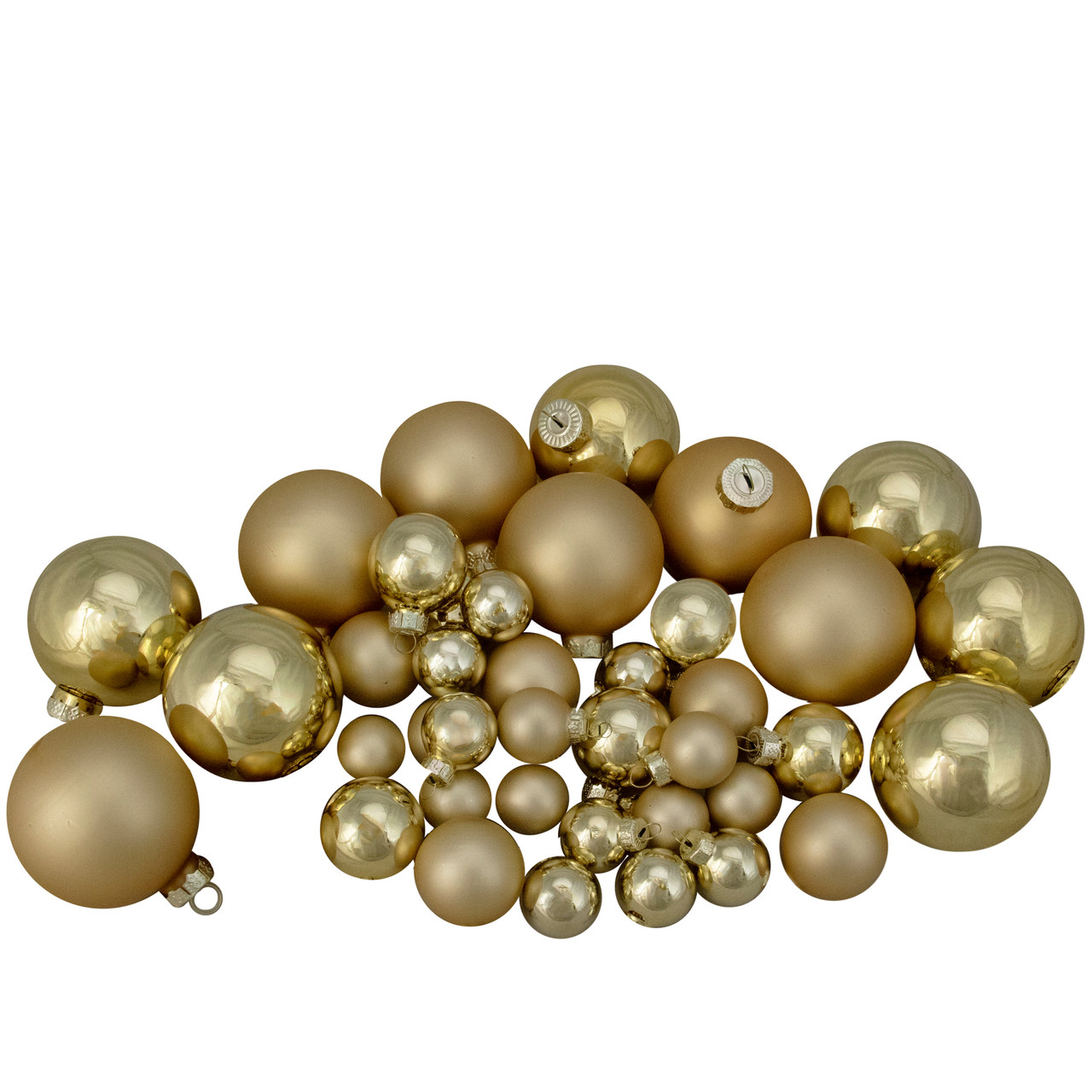 40ct Gold Glass 2-Finish Christmas Ball Ornaments 2.5" (60mm)