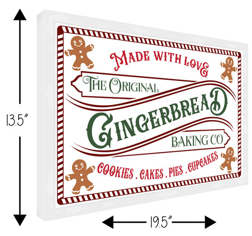 The Original Gingerbread Baking Company 13.5" x 19.5" Framed Christmas Wall Decor  Sign Poster in a Natural Wooden Frame with UV Acrylic and Hangers