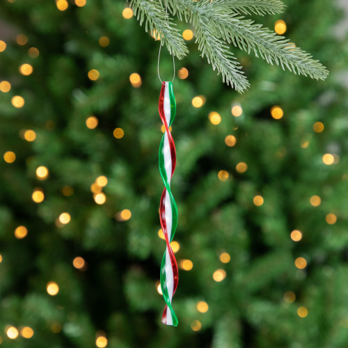 6ct White, Red and Green Candy Swirl Christmas Ornaments 8"