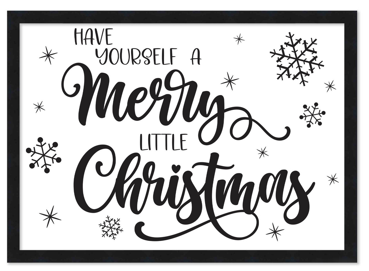 Have Yourself a Merry Little Christmas 14.5" x 19.5" Framed Christmas Wall Decor  Sign Poster in a Black Wooden Frame with UV Acrylic and Hangers
