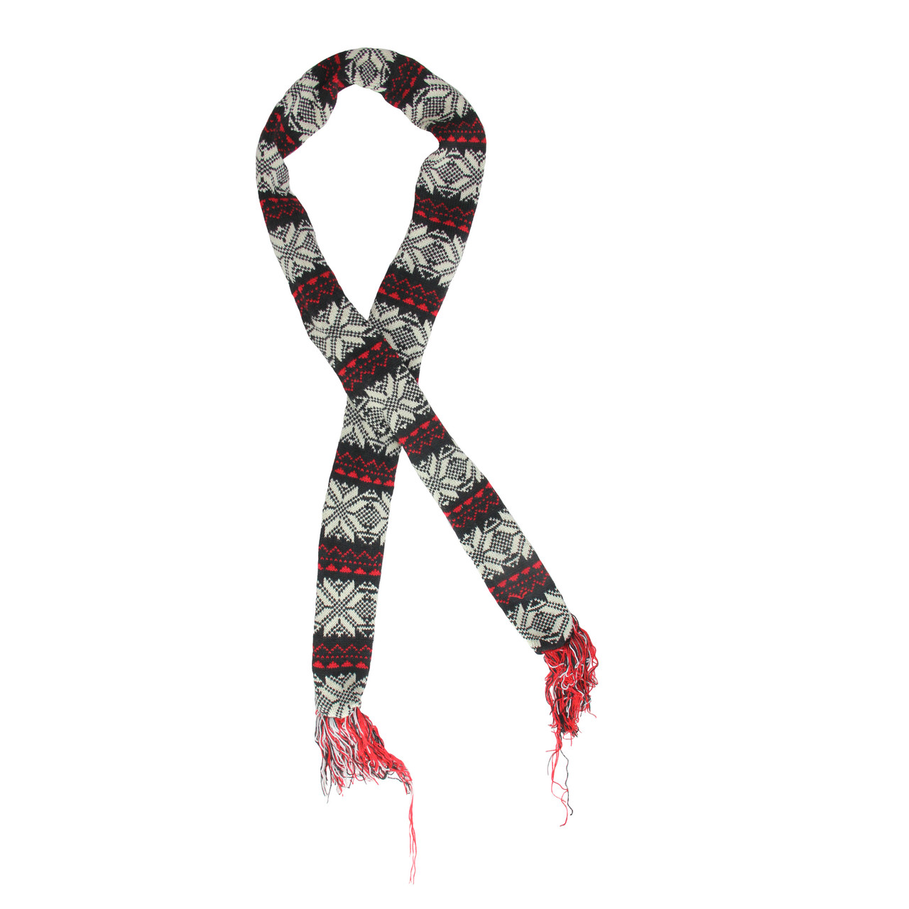 59" Snowflake Knit Nordic Design Christmas Scarf Ornament