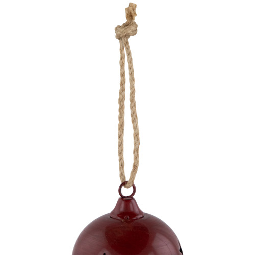 Antiqued Jingle Bell Christmas Ornaments -  3" - Burgundy - Set of 2