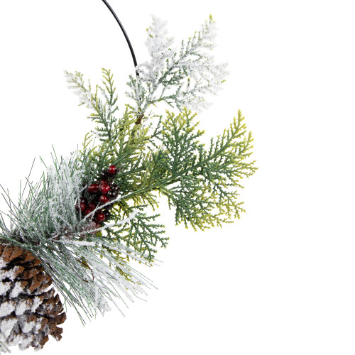 Frosted Mixed Foliage with Berries and Pinecone Artificial Christmas Wreath, 16-Inch, Unlit