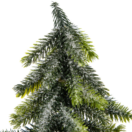 Mini Iced Downswept Pine Artificial Christmas Trees - 9" - Set of 3