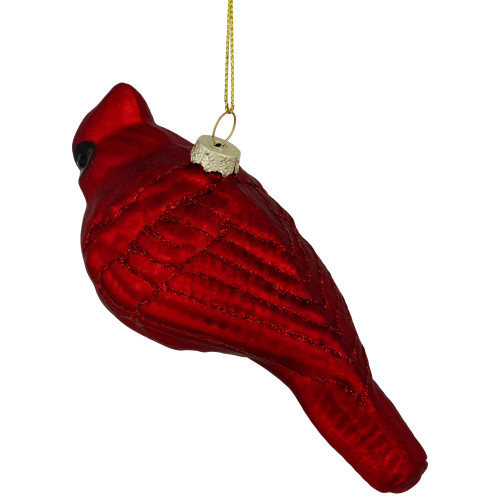 5.5" Red Cardinal Glittered Hanging Glass Christmas Ornament