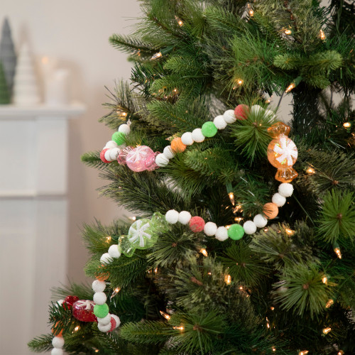 6' Glittered Pastel Colored Candy Christmas Garland, Unlit
