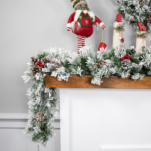 Flocked Angel Pine and Pine Cones Artificial Christmas Garland - 6.75' x 12" - Unlit