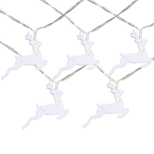 10-ct LED Warm White Reindeer Christmas Lights - 3' Clear Wire