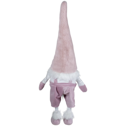 Bouncy Gnome Standing Christmas Figure Decoration - 20" - White and Pink