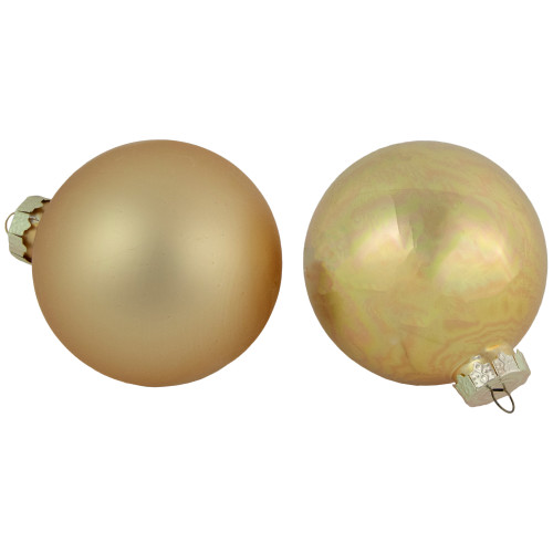 96ct Red and Gold 2-Finish Glass Ball Christmas Ornaments 3.25" (80mm)