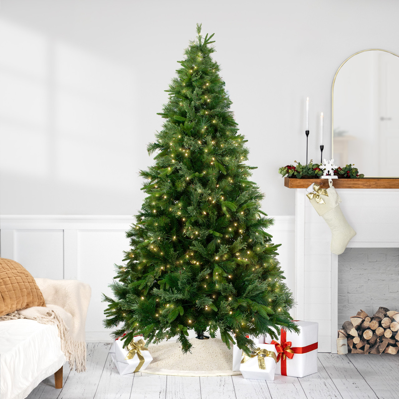 6.5' Pre-Lit Full Ashcroft Cashmere Pine Artificial Christmas Tree - Warm Clear LED Lights