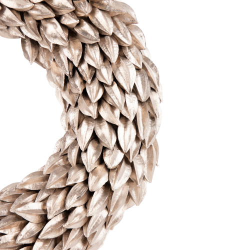 Champagne Gold Budding Leaves Glitter Christmas Wreath, 11.5-Inch, Unlit