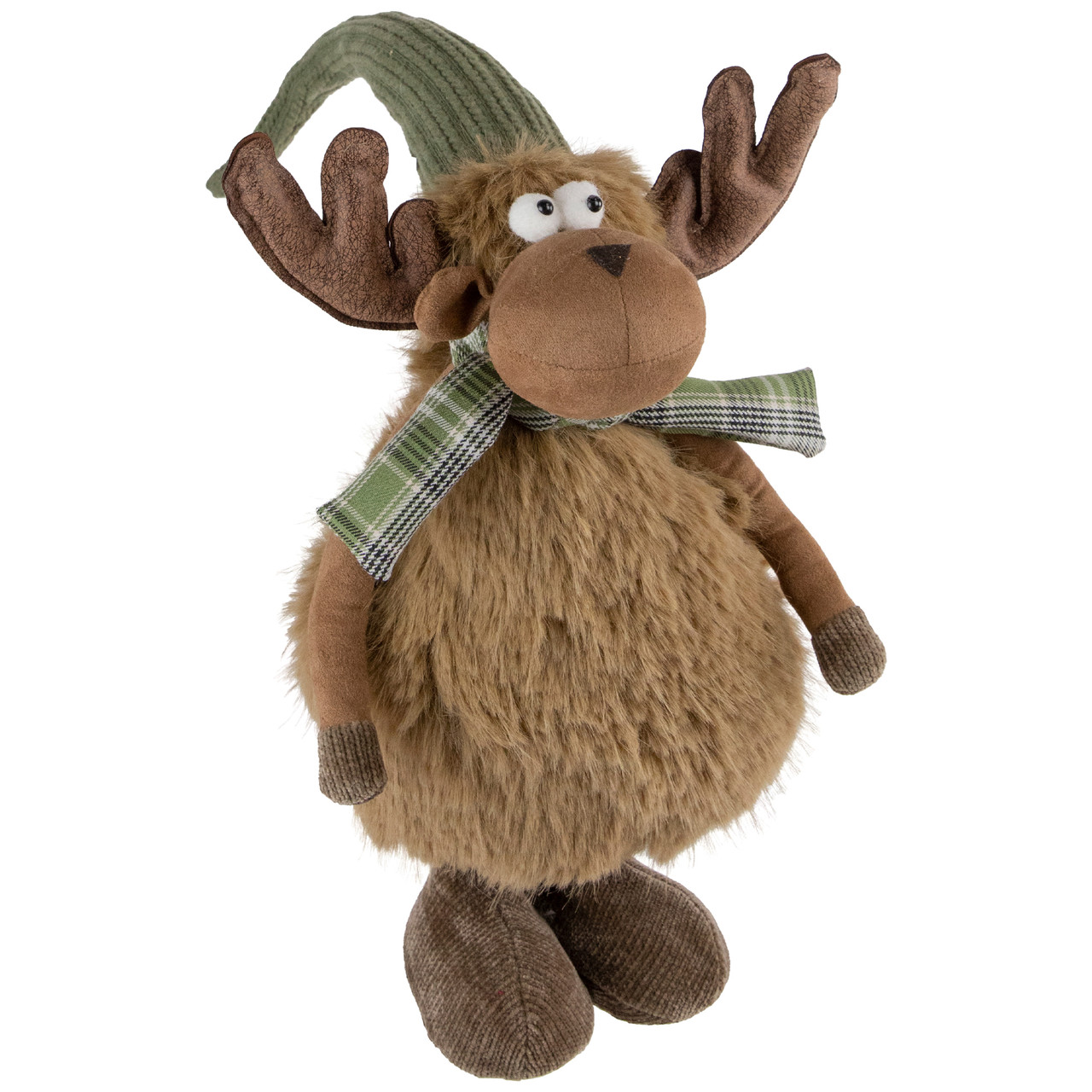 Whimsical Standing Moose with Plaid Scarf Christmas Decoration - 13"