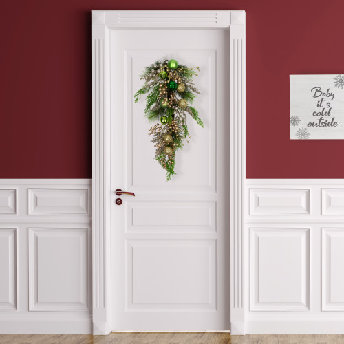 Ball Ornaments and Berries Glittered Artificial Christmas Swag - 25"