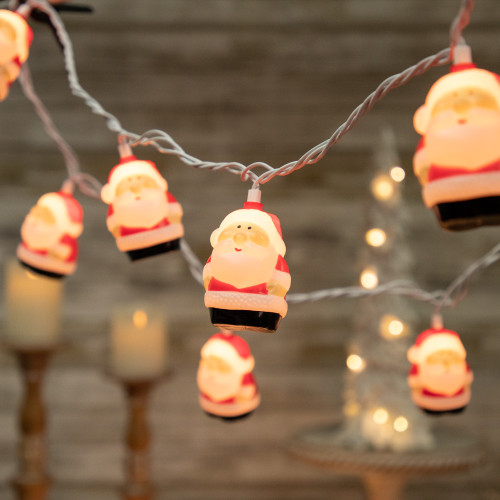 10-Count Santa Claus Christmas Light Set, 6ft Green Wire