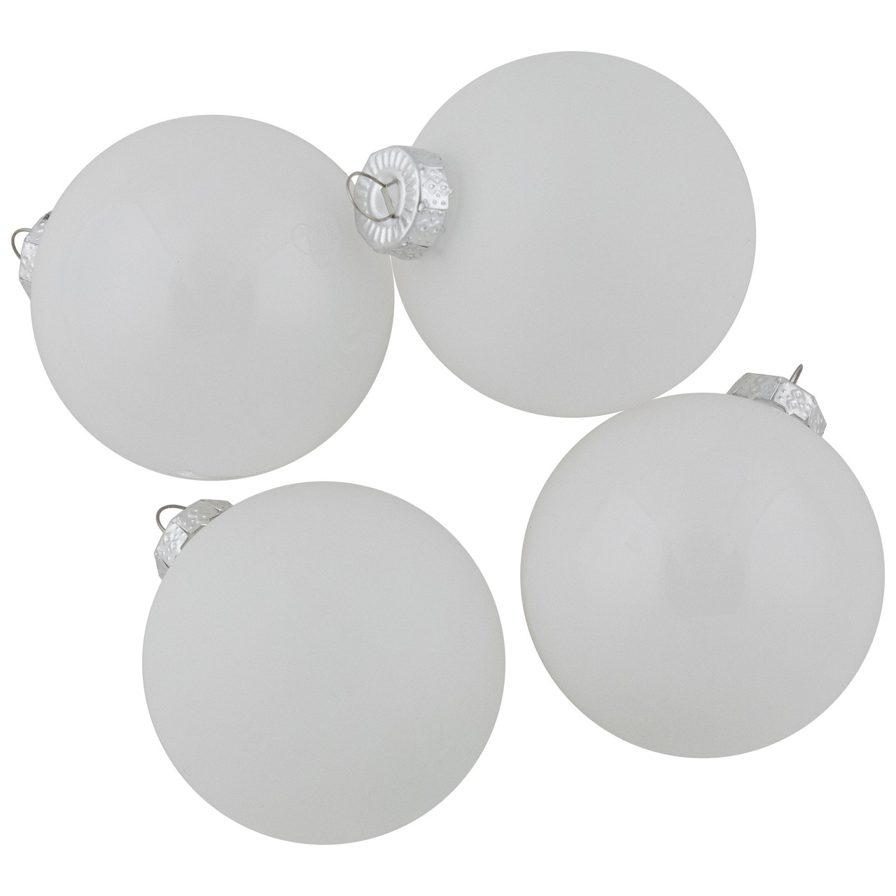 9ct Shiny and Matte White Glass Ball Christmas Ornaments 2.5" (65mm)
