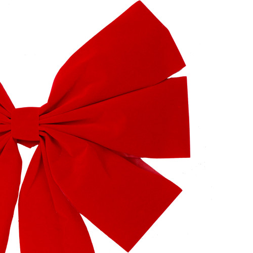 6-Loop Velveteen Christmas Bow Decoration - 12" x 25" - Red