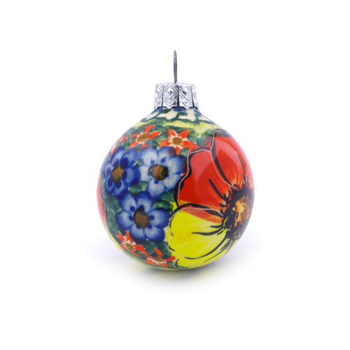 Polmedia Polish Pottery Christmas Ball Ornament 3" Mystical Garden