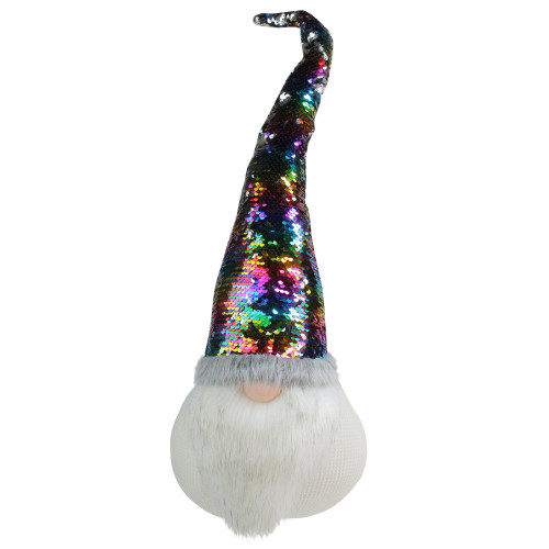 Gnome with Rainbow Flip Sequin Hat Christmas Decoration - 24"
